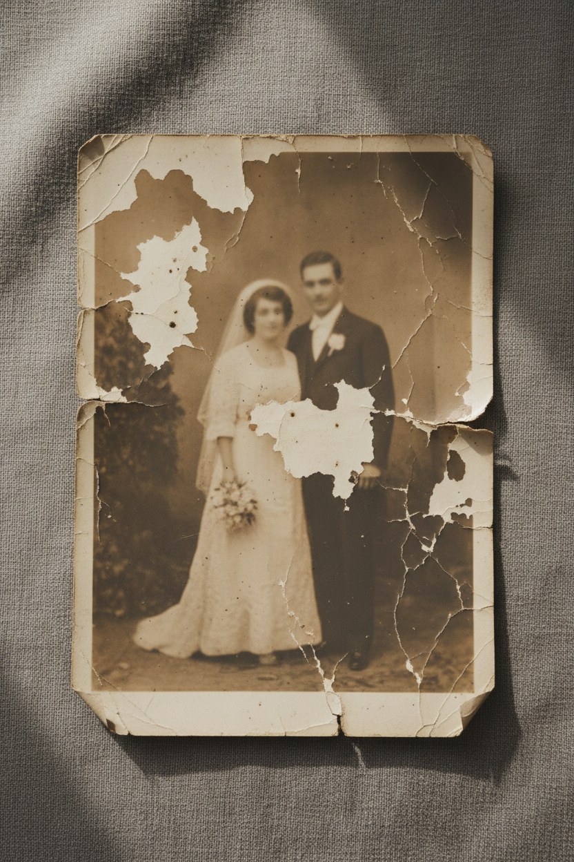 Solmuş sepya bir nikah karesinin öncesi